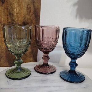 Vintage Colored "Madame" Wine Glasses, Set Of 3
